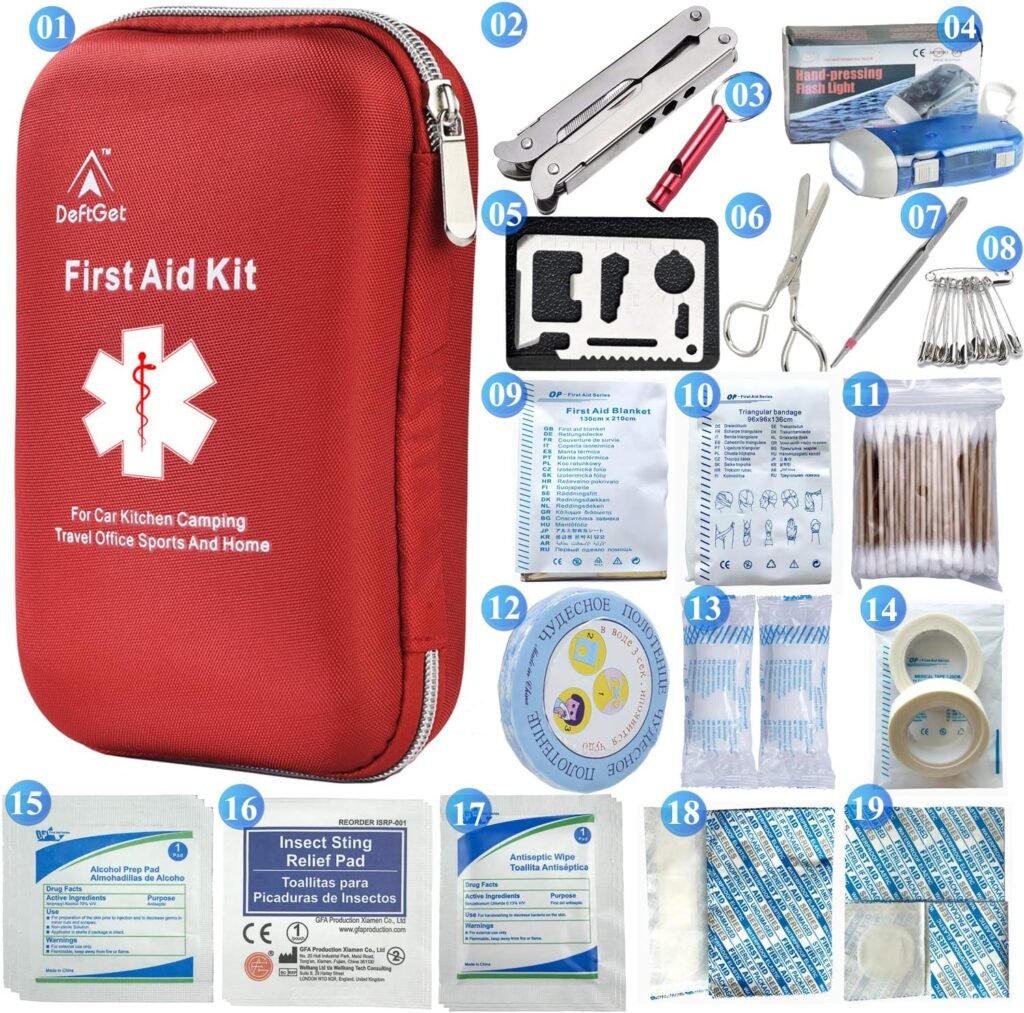 deftget Kit de primeiros socorros de 163 peças Sistema IFAK Molle à prova d'água Lesões essenciais portáteis Equipamento de emergência médica Kits de sobrevivência para carro Cozinha Acampamento Viagem Escritório Esportes Casa