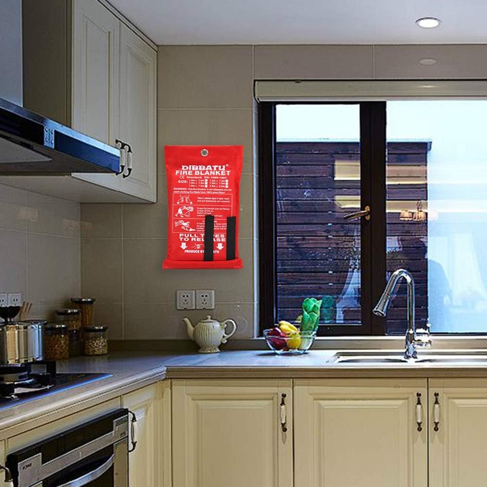Cobertor contra incêndio DIBBATU de emergência para cozinha, cobertor de segurança retardador de chamas de supressão para casa, escola, lareira, churrasqueira, carro, escritório, armazém (39 pol. X 39 pol.)