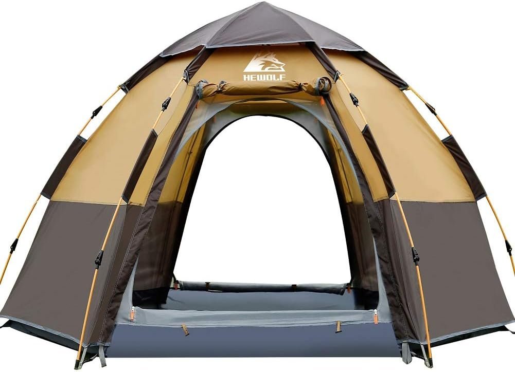 Hewolf Waterproof Instant Camping Tent - 2/3/4 Person Easy Quick Setup Dome Family Tents for Camping,Double Layer Flysheet Can be Used as Pop up Sun Shade